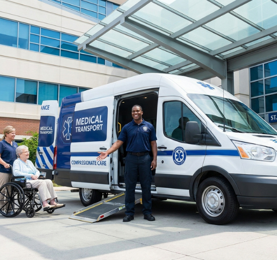 A1 Transport medical van with wheelchair ramp
